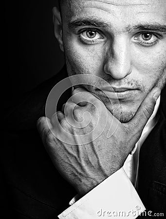 One handsome elegant masculine young man Stock Photo