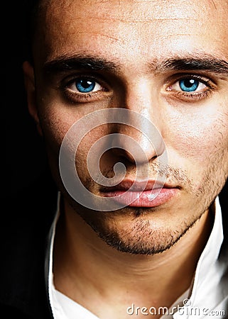 One handsome man with beautiful blue eyes Stock Photo