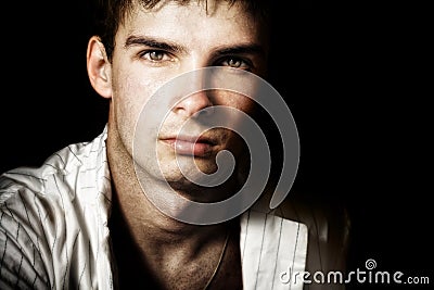 One handsome masculine man with nice eyes Stock Photo