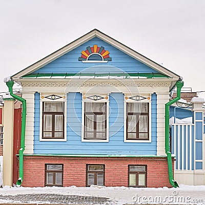 One of historical buildings of complex House of merchant Mullin with outbuilding, Kazan, Russia Editorial Stock Photo