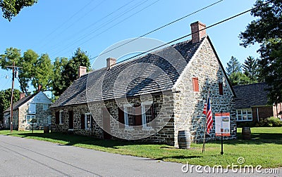 One of 30 homes built in the 17th century, when the Huguenots escaped persecution, New Paltz, New York, 2018 Editorial Stock Photo