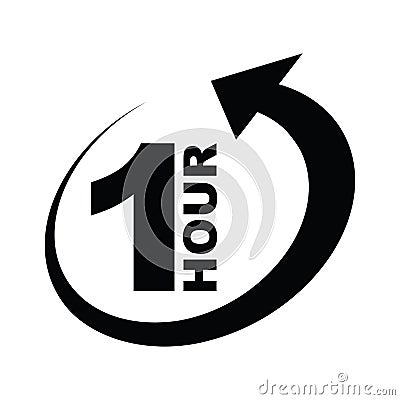 One hour arrow icon Vector Illustration