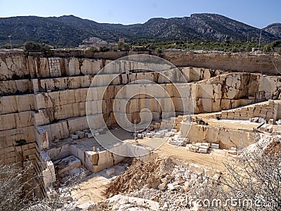 Huge granite quarry in the mountains, Sardinia, Italy Stock Photo
