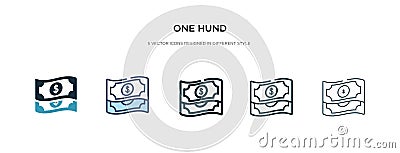 One hund icon in different style vector illustration. two colored and black one hund vector icons designed in filled, outline, Vector Illustration