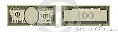 One hundred dollar banknote template. US fake cash Vector Illustration