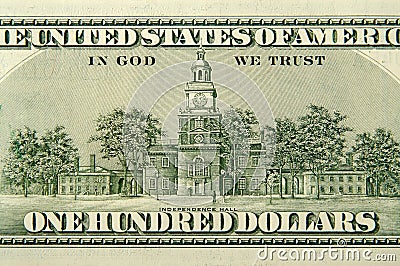 One Hundred Dollar Bill Back Stock Photo