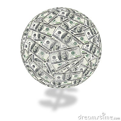 One hundred dollar bill globe Stock Photo
