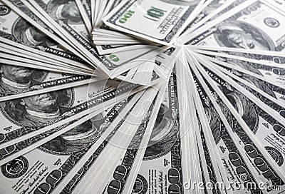 One hundred dollar bills Stock Photo