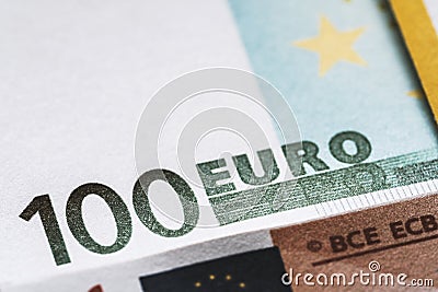 One hundred euro banknote close up detail Stock Photo