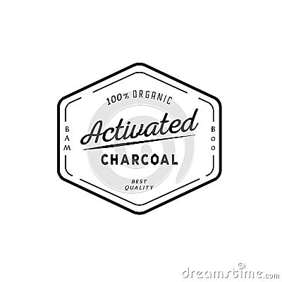 One hundred organic activated charcoal guarantee logo Vector Illustration