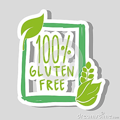 One hundred percent gluten free food Vector Illustration