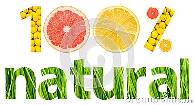 One Hundred Percent Natural Fruits Stock Photo