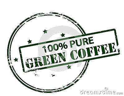 One hundred percent pure green coffee Cartoon Illustration