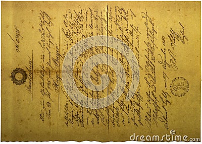 One hundred year old letters and writings on antique sepia paper handmade by photographer backgrounds and textures Stock Photo