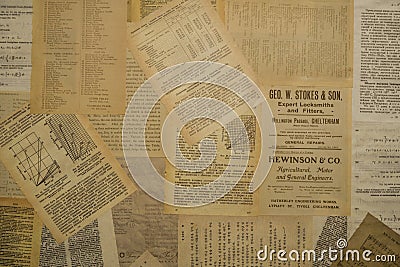 One hundred year old letters and writings on antique sepia paper handmade by photographer backgrounds and textures Stock Photo