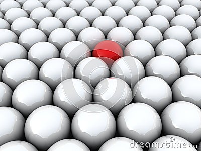 One individuality red sphere Stock Photo