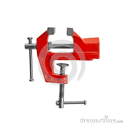 One industrial tool - red vice Stock Photo