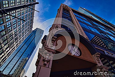 One kansas city place and an historic clock tower on the corner Stock Photo