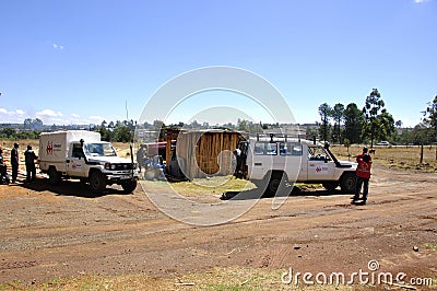 One of 10 Kenya Red Cross timber sites for reconstruction Kenyan Editorial Stock Photo