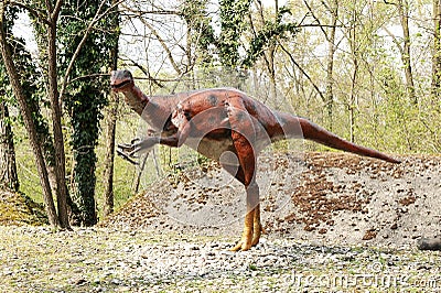 One Large Gallimimus Statue Standing at the Park Editorial Stock Photo