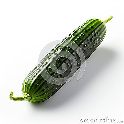 One large green cucumber, white background Stock Photo