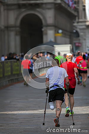 One legged marathon runner Editorial Stock Photo