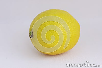 One lemon, isolated on a white background. Tropical fruit. Whole lemon. Flat lay. Vitamin C. Lemon is yellow. Copy space for text Stock Photo