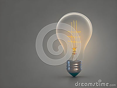 A lightbulb glowing with copy space background for creative thinking, problem solving solution, brainstorming, innovating concept Stock Photo