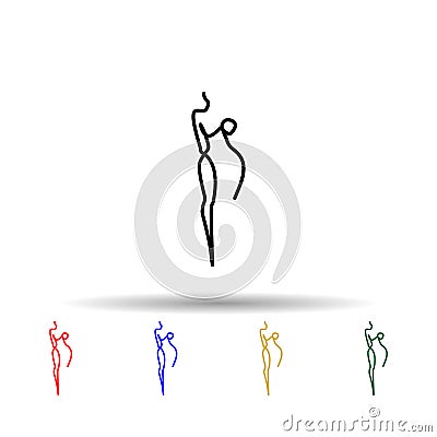 One line, body, woman multi color icon. Simple thin line, outline vector of human icons for ui and ux, website or mobile Stock Photo