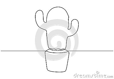 One line cactus plant vector illustration. Minimalism hand drawn sketch botanical drawing Vector Illustration