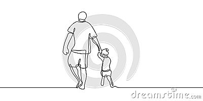 One line drawing of father and his daughter with happiness family concept minimalism continuous hand drawn vector illustration Vector Illustration