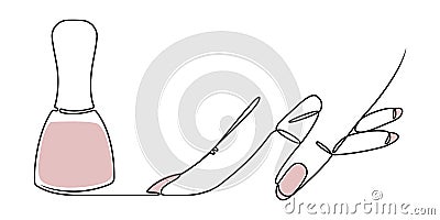 one line drawing hand lacquer with lotus color spots Vector Illustration