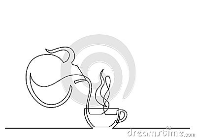 One line drawing of isolated vector object - coffee cup and jar Vector Illustration