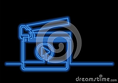 One line drawing of isolated vector object - movie production cl Vector Illustration