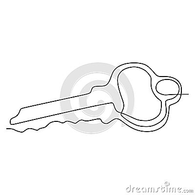 One line drawing of key sign object minimalism design on white background Vector Illustration