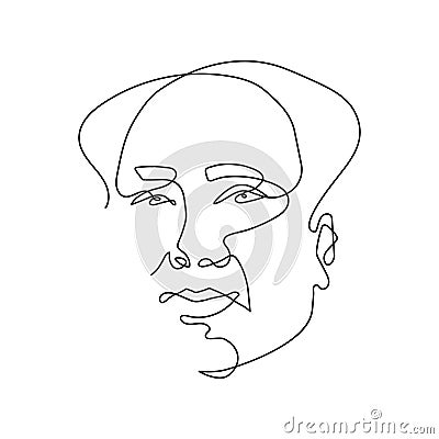 One line drawing of Mao Zedong Vector Illustration