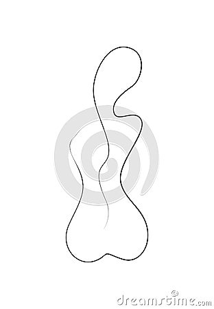 One Line Drawing Nude Female Body. Beauty Woman Back Vector Illustration