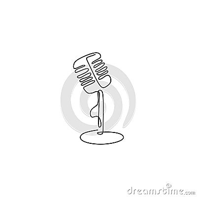 one line drawing wired microphone vector illustration minimalist design Vector Illustration