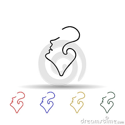One line, face, woman multi color icon. Simple thin line, outline vector of human icons for ui and ux, website or mobile Stock Photo