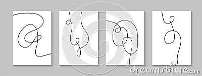 One line minimalist decorative posters, wall art, covers. Creative abstract vector pictures for interior decorations Vector Illustration