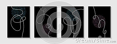 One line minimalist posters, wall art, covers. Creative abstract contemporary vector pictures for interior decorations Vector Illustration