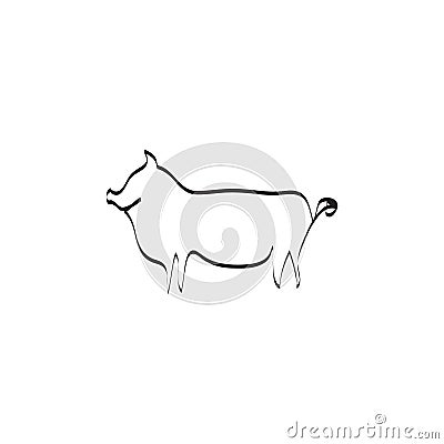 One Line Pig Vector Illustration Vector Illustration