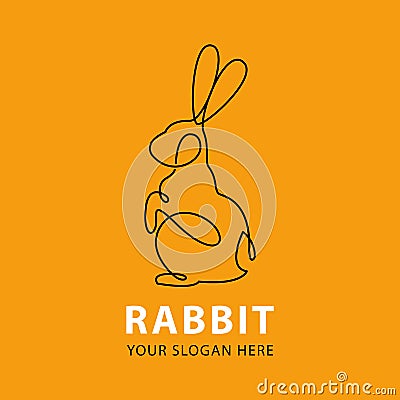 One line rabbit logo vector Vector Illustration