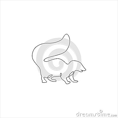 One Line Skunk Icon. Skunk one line hand drawing Vector Illustration