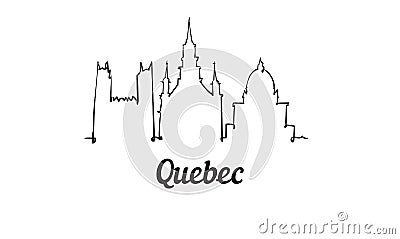 One line style Quebec skyline. Simple modern minimalistic style vector Stock Photo