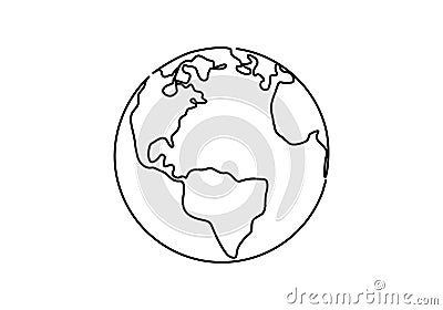 One line style world earth globe continuous design. Simple modern minimalistic style vector illustration on white background Vector Illustration
