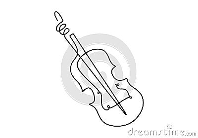 One line violin. Continuous single hand drawn minimalism. Vector illustration classical music instrument drawing Vector Illustration