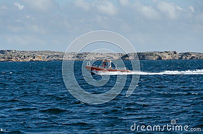 One little fast fishingboat on sweden westcoas Editorial Stock Photo