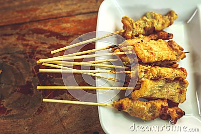 One of the local Thai dishes Hmoo Sa tay Stock Photo