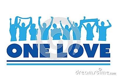 One love with cheering crowd vector Vector Illustration